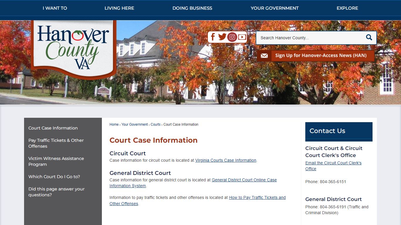 Court Case Information | Hanover County, VA
