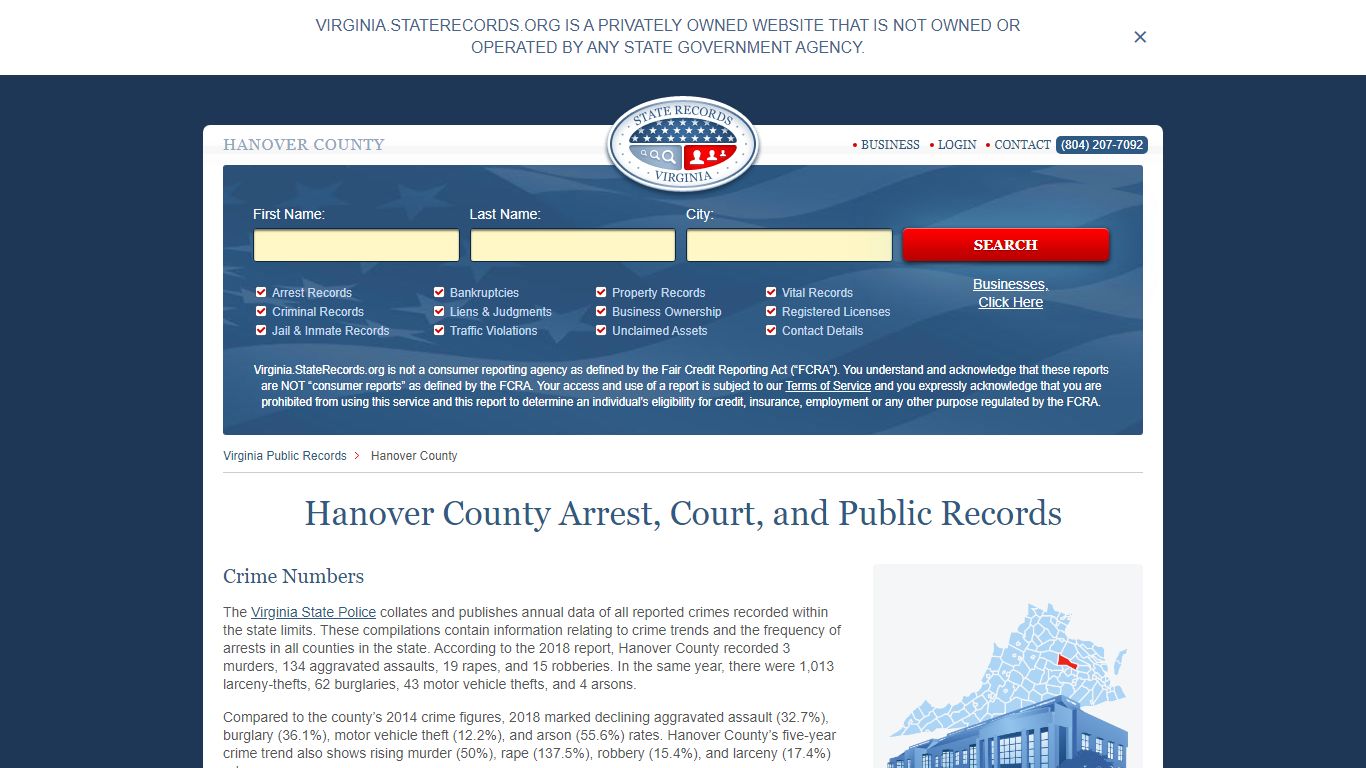 Hanover County Arrest, Court, and Public Records