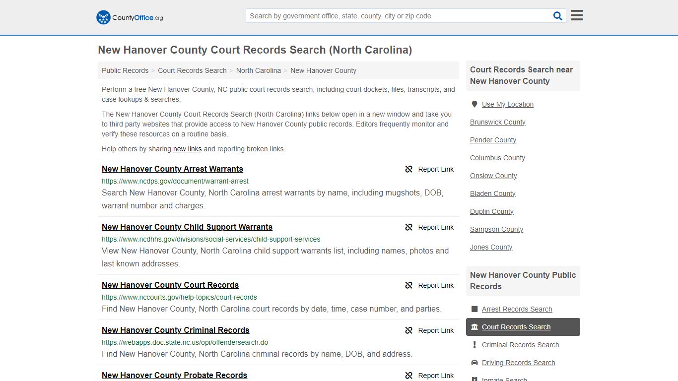 New Hanover County Court Records Search (North Carolina) - County Office